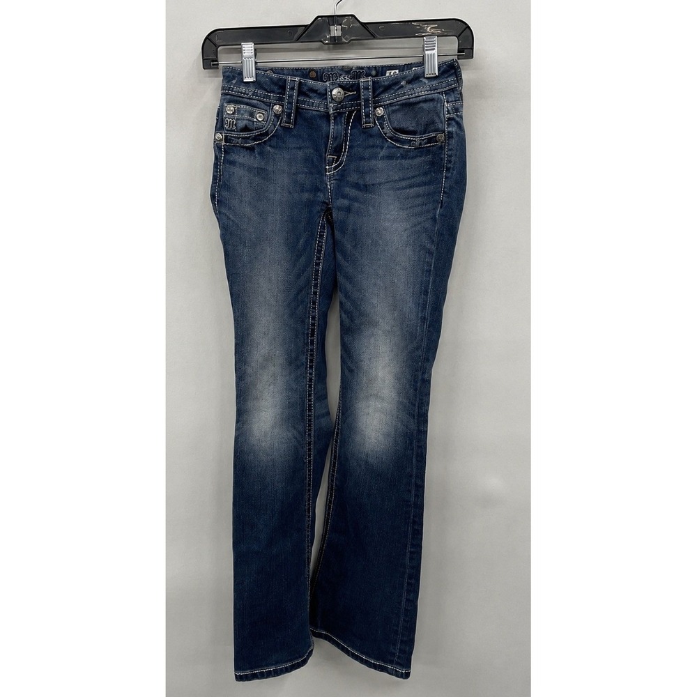 Miss Me Blue Jeans Size 10 Rhinestone Cross Bootcut Dark Wash Denim Y2K Style
